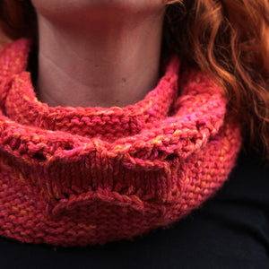 Cowl knitted in 8ply yarn.